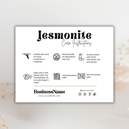Jesmonite Care Card Template | Canva Template