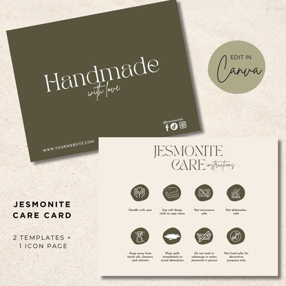 Jesmonite Care Card | Canva Template
