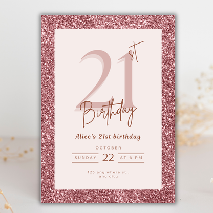 Milestone Invite - Glitter Theme | Canva Template