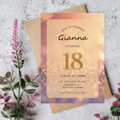 Glitter Theme Invite | Canva Template