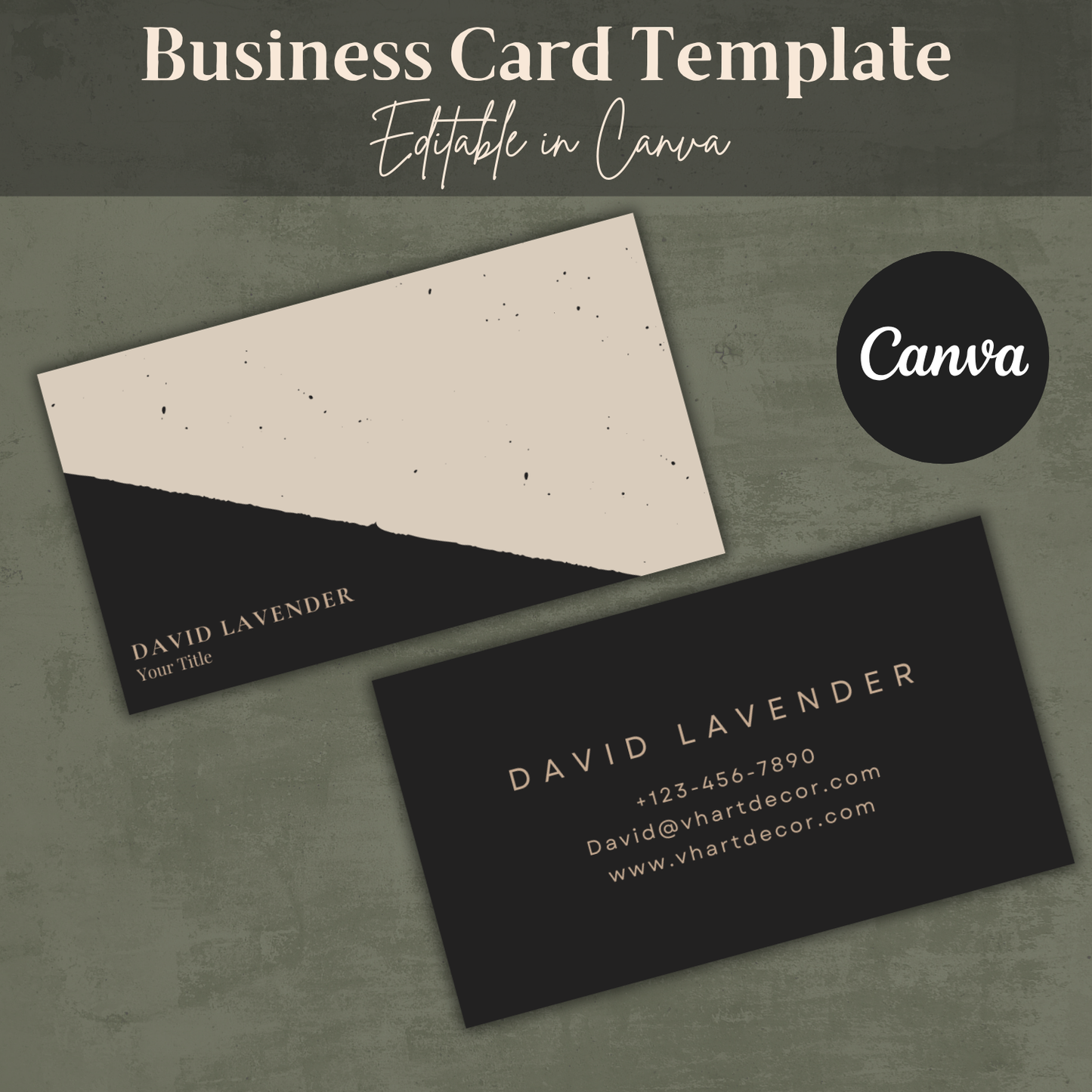 Editable Business Card Template | Entrepreneur Business Card | Canva Template