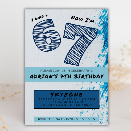 6 7 Birthday Invite | Canva Template