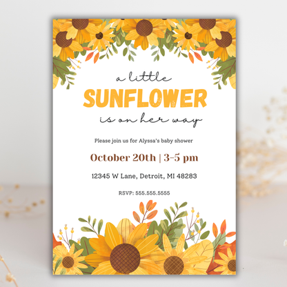 Sunflower Baby Shower Invite | Canva Template