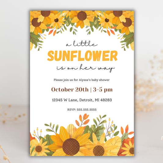 Sunflower Baby Shower Invite | Canva Template