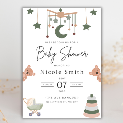 Baby Boy Shower Invite | Canva Template
