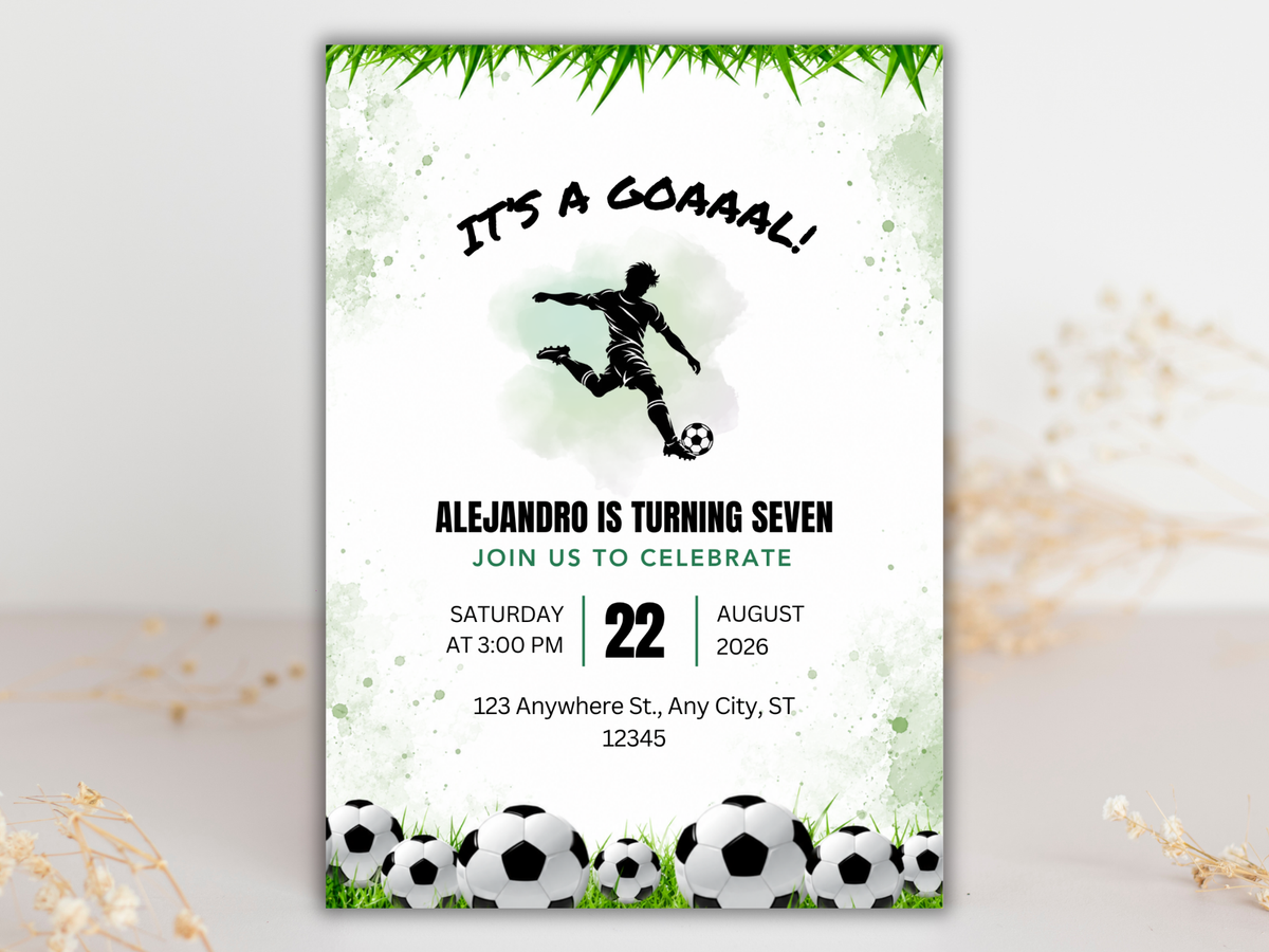 Soccer Theme Birthday Green | Canva Template