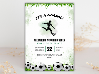 Soccer Theme Birthday Green | Canva Template