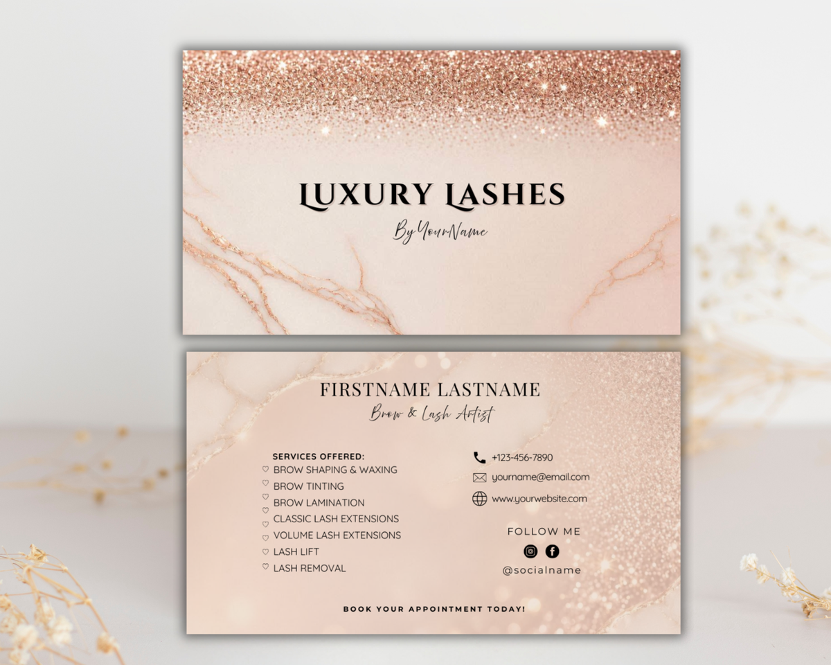 Pink Lash Business Card | Canva Template