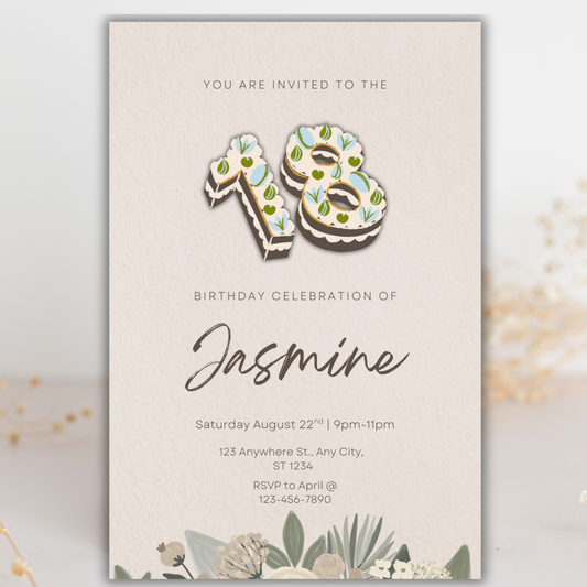 18th Birthday Invite | Canva Template
