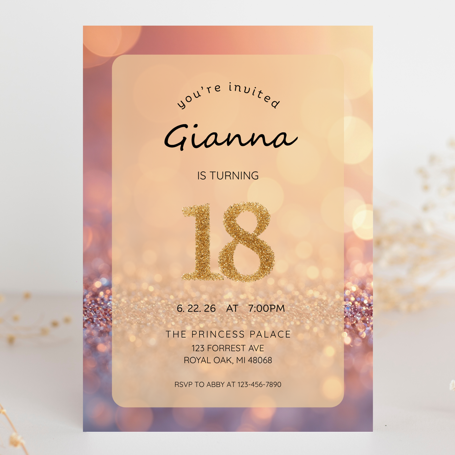 Glitter Theme Invite | Canva Template
