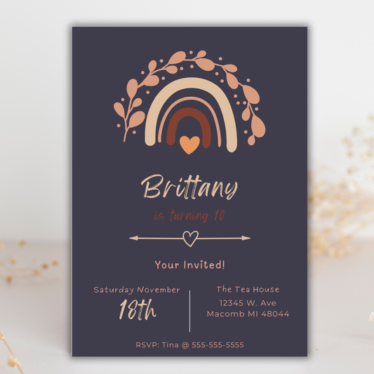 Girls Boho Birthday Invite | Canva Template