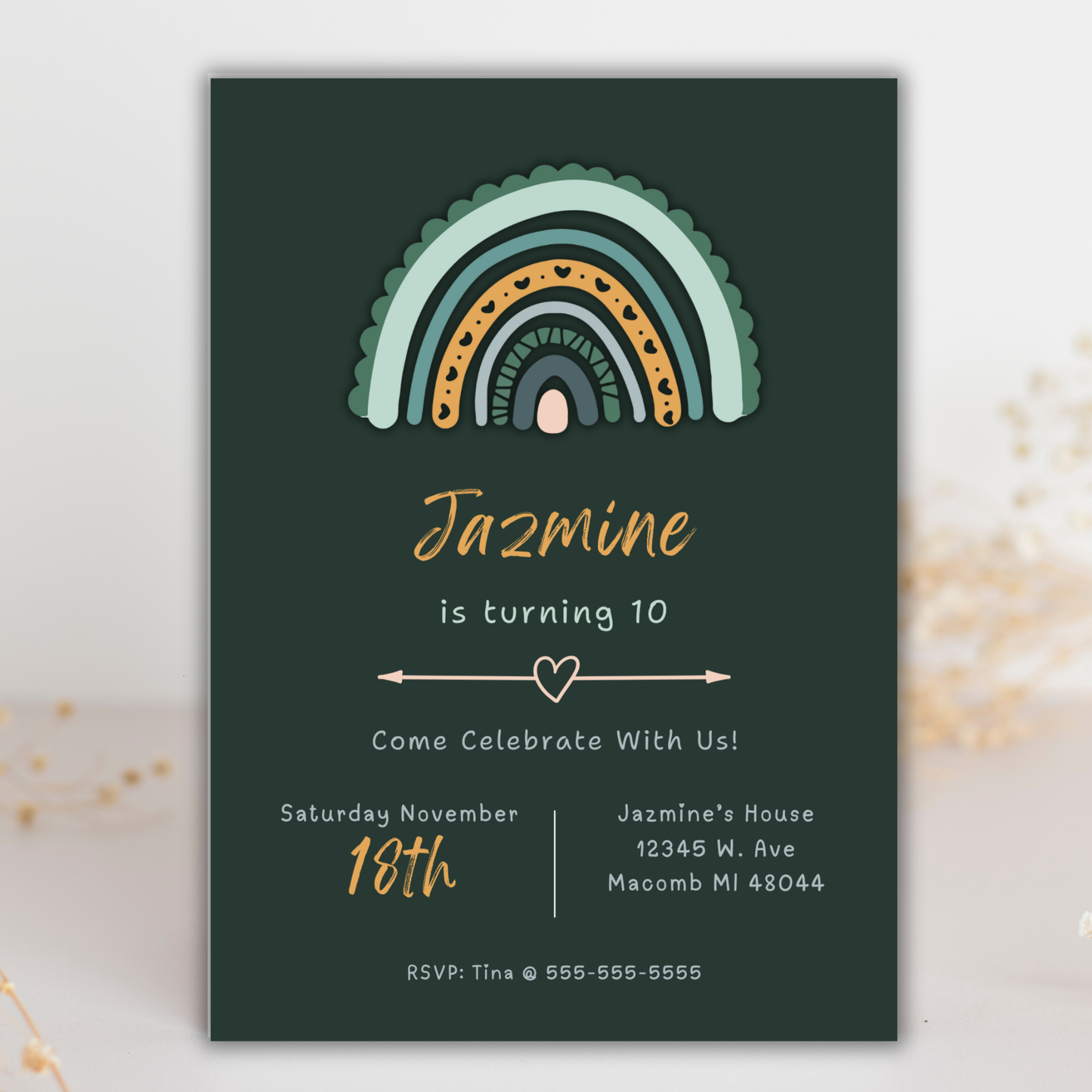 Boho Rainbow Invite | Canva Template