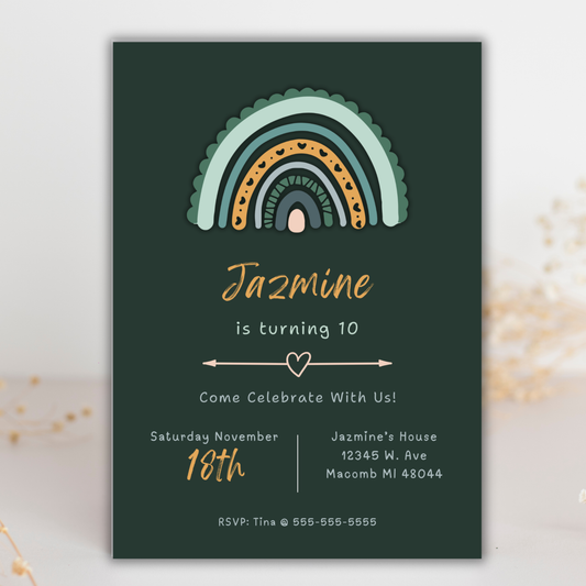 Boho Rainbow Invite | Canva Template