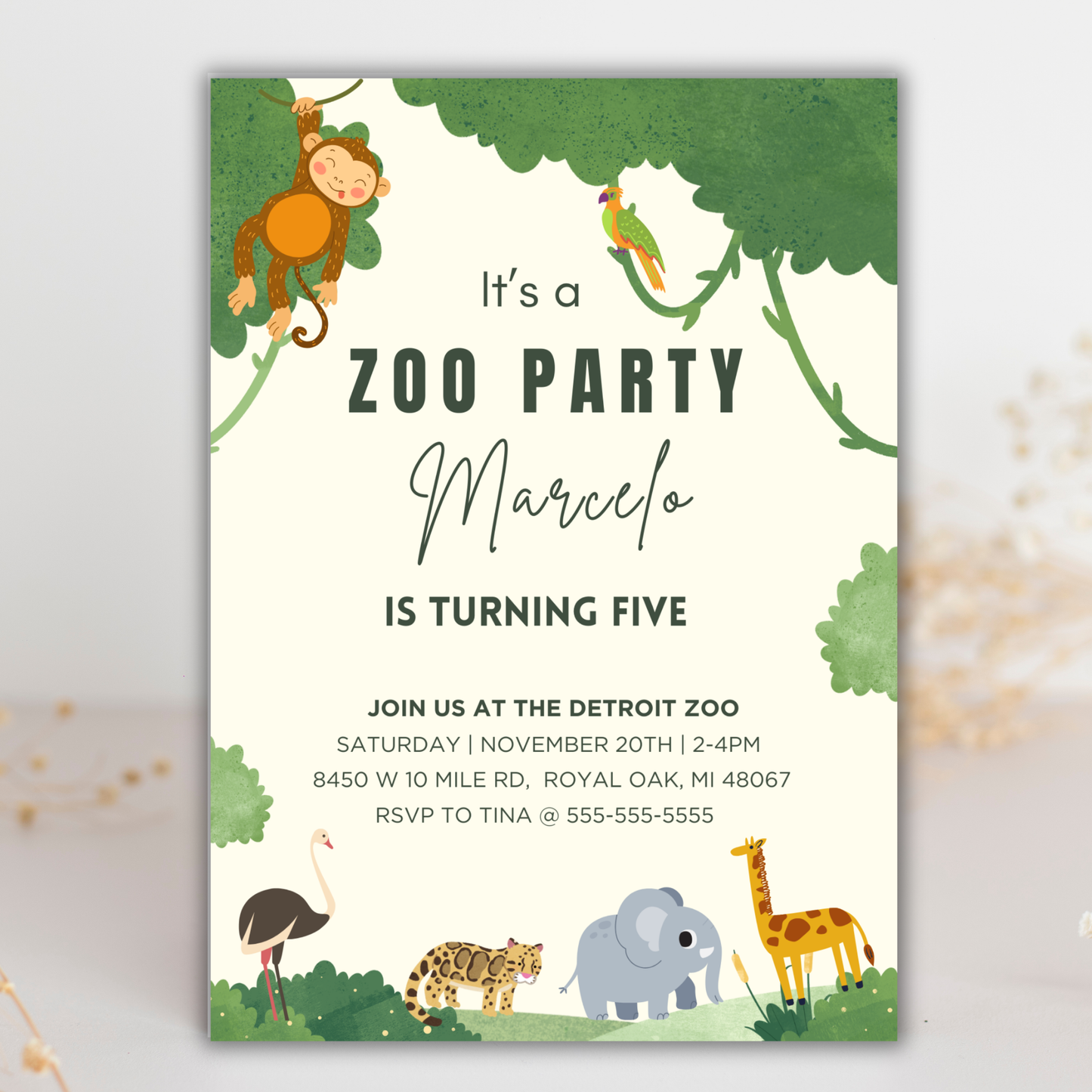 Zoo Birthday Invite | Canva Template