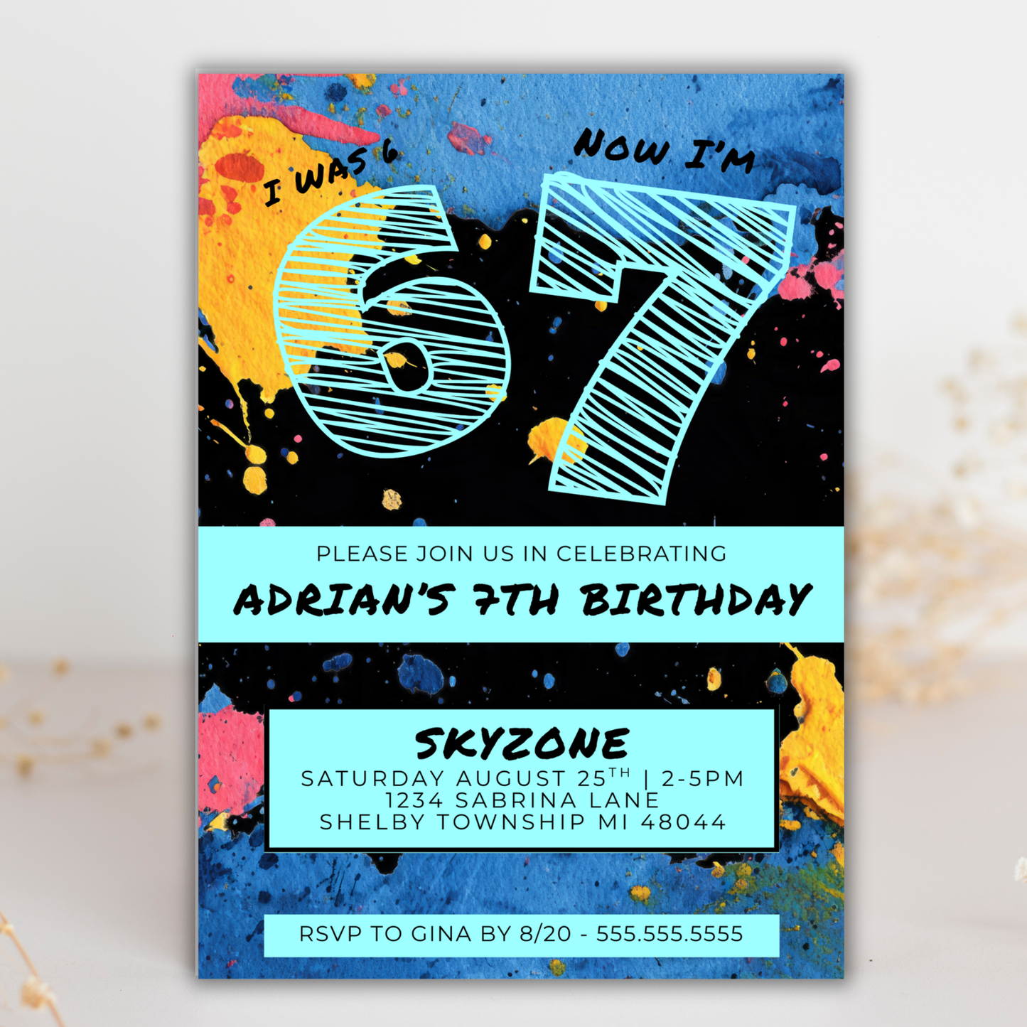 6 7 Birthday Invite | Canva Template