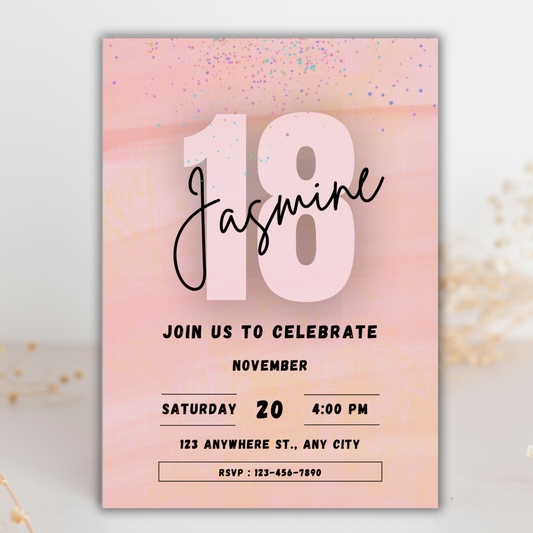 Pink Birthday Invite | Canva Template