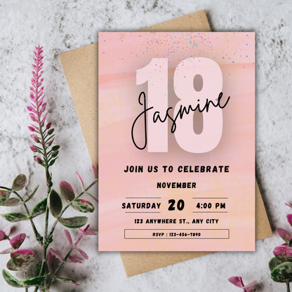 Pink Birthday Invite | Canva Template