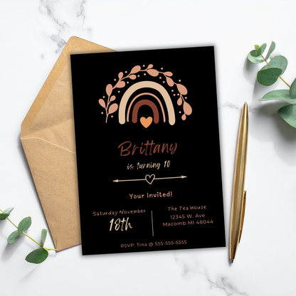 Girls Boho Birthday Invite | Canva Template
