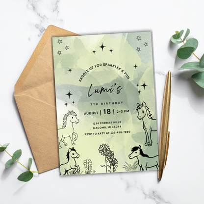 Pony Birthday Invite | Canva Template