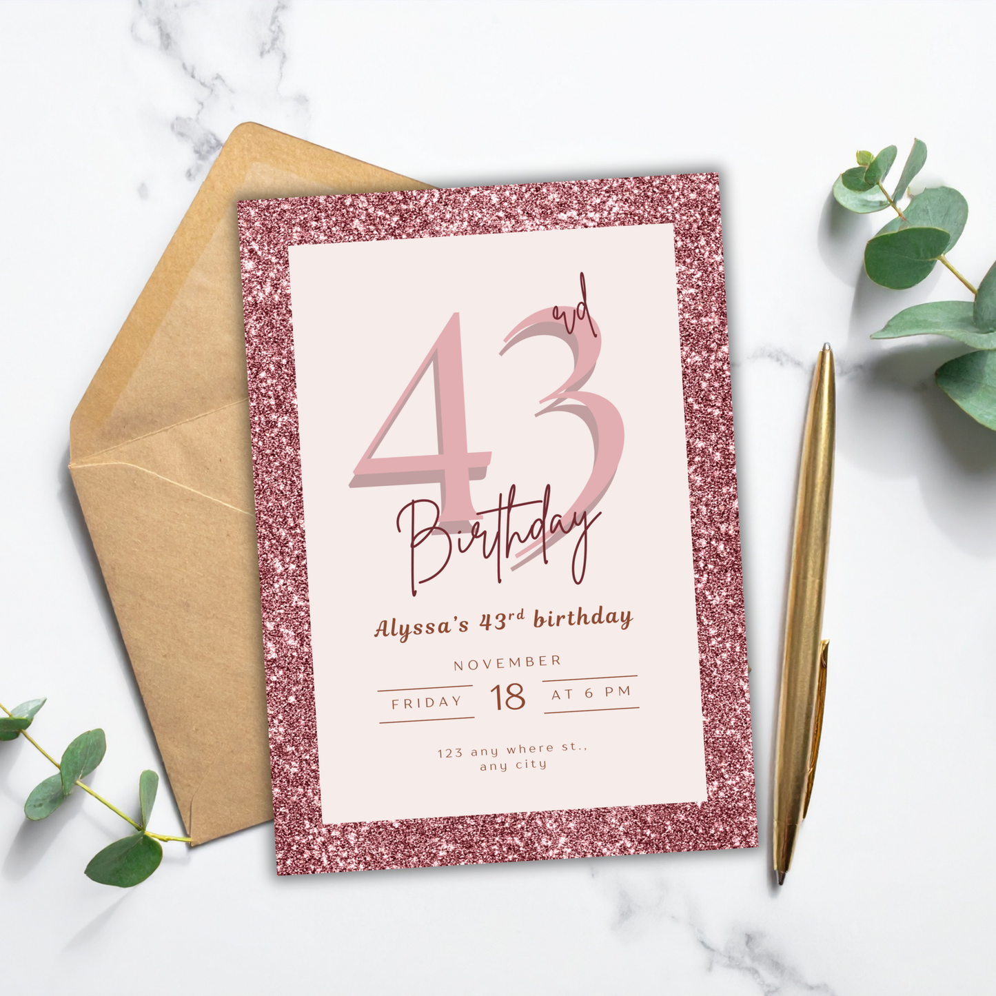 Milestone Invite - Glitter Theme | Canva Template