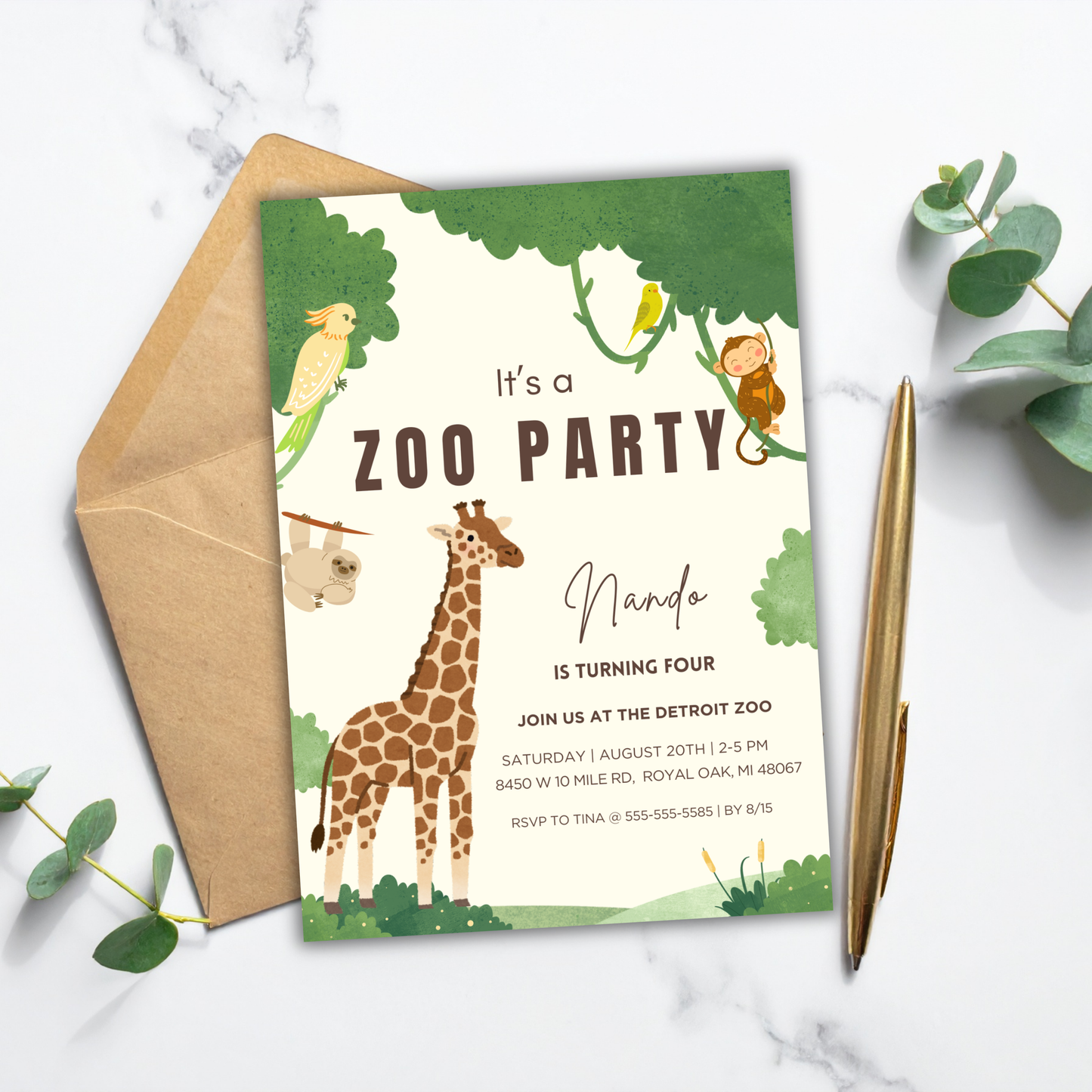 Canva Jungle Birthday Invitation Template | Editable Instant Download | Printable Safari Party Invite