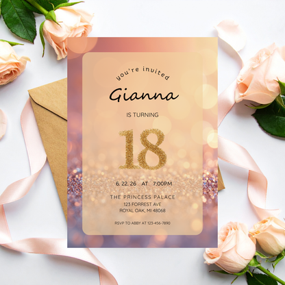 Glitter Theme Invite | Canva Template