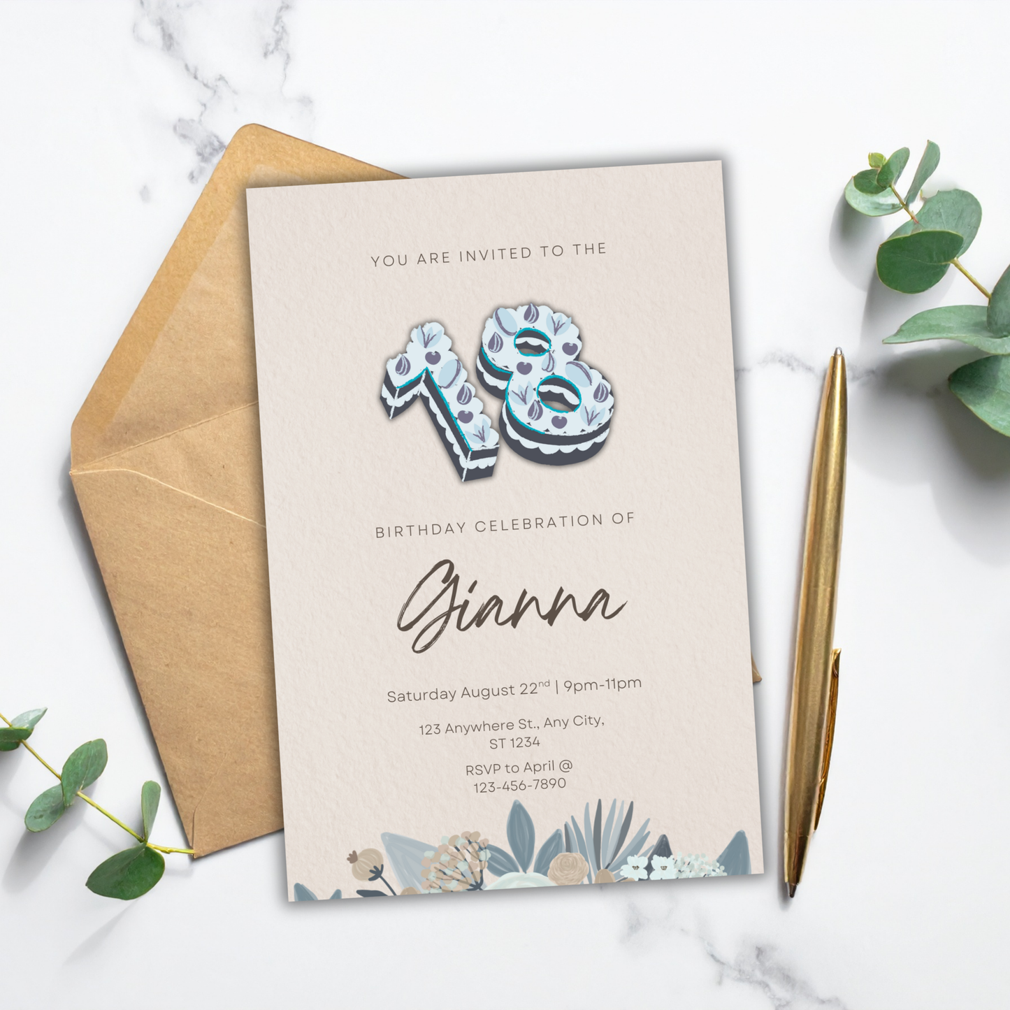 18th Birthday Invite | Canva Template
