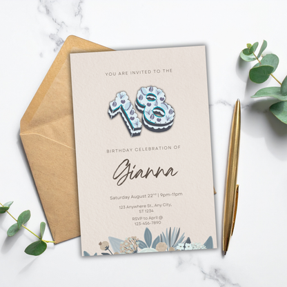 18th Birthday Invite | Canva Template