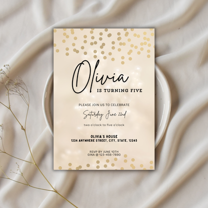 Gold Birthday Invite | Canva Template