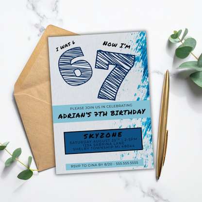 6 7 Birthday Invite | Canva Template