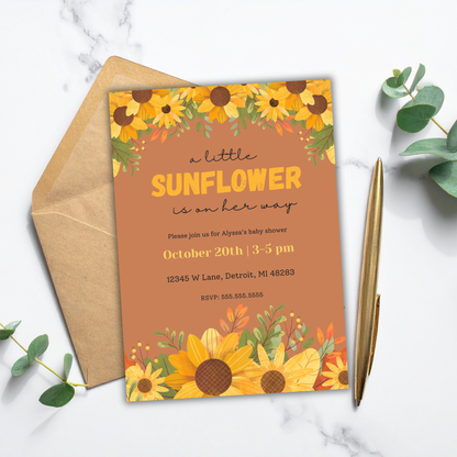 Sunflower Baby Shower Invite | Canva Template