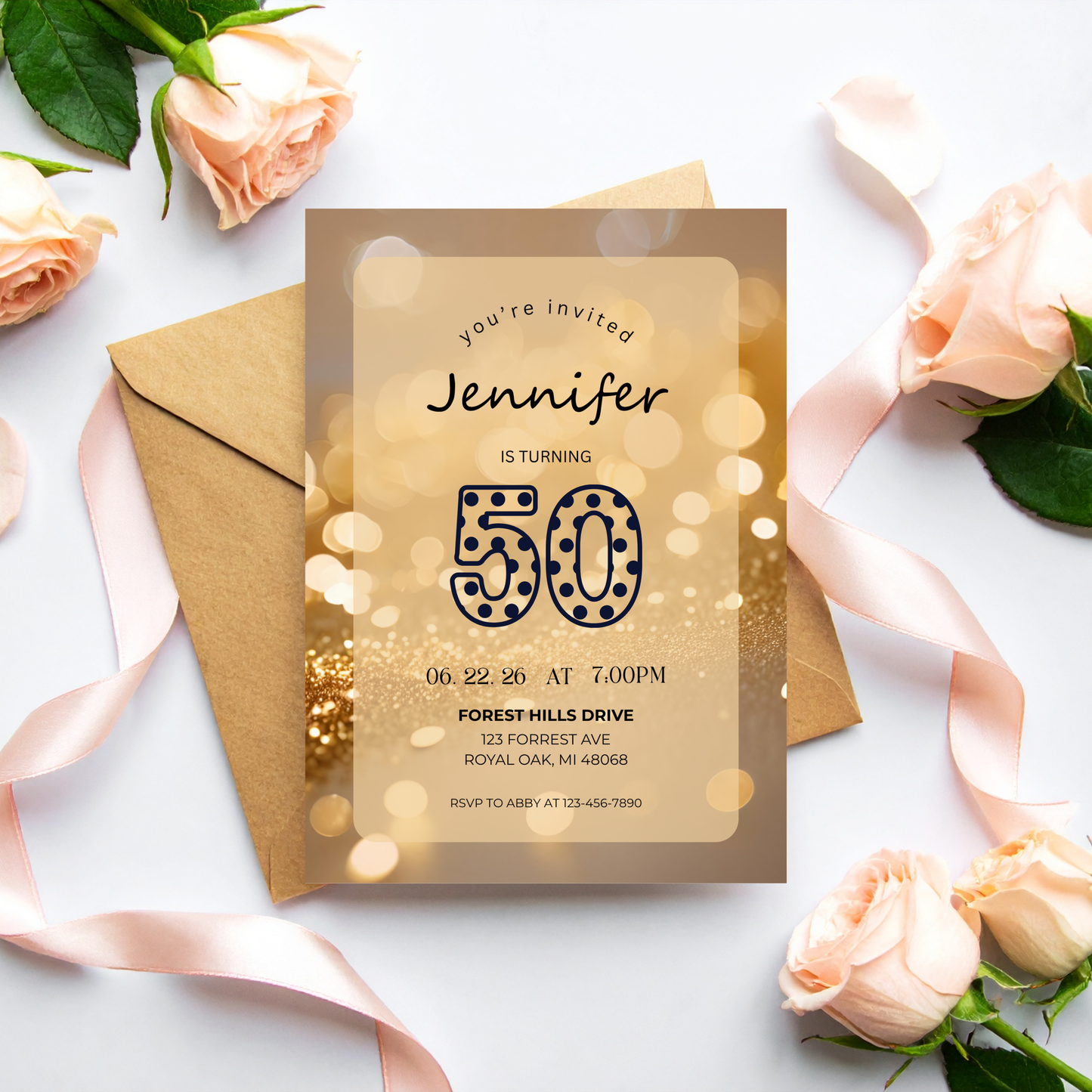 50th Birthday Invite | Canva Template
