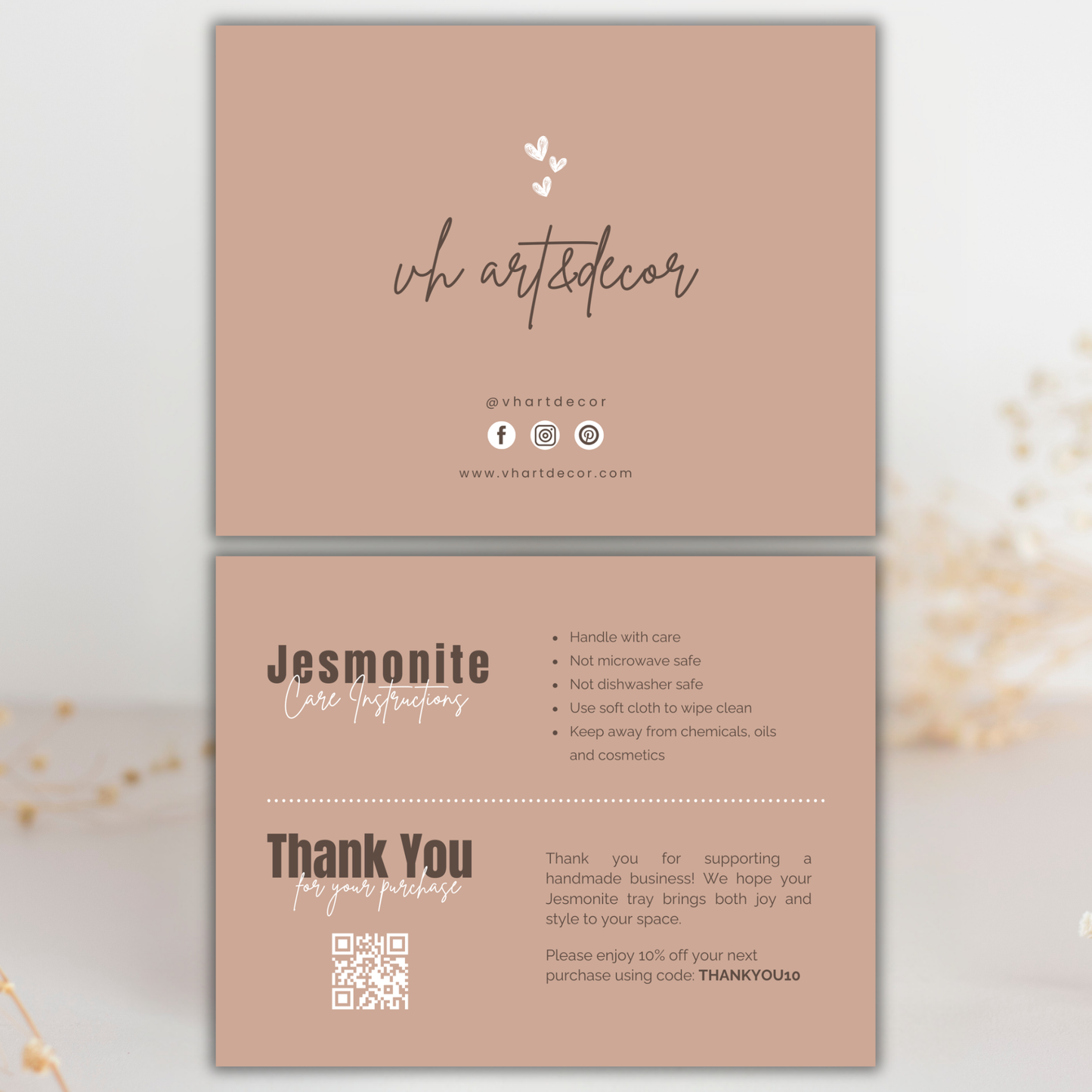 Jesmonite Care Card | Canva Template