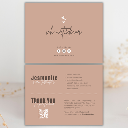 Jesmonite Care Card | Canva Template