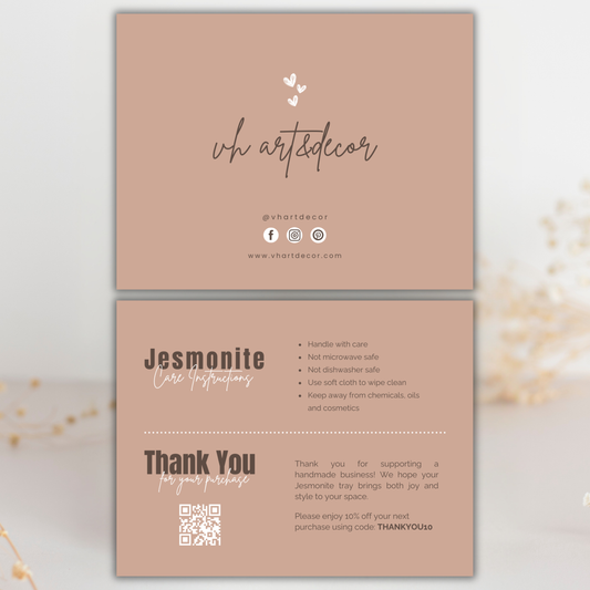 Jesmonite Care Card | Canva Template