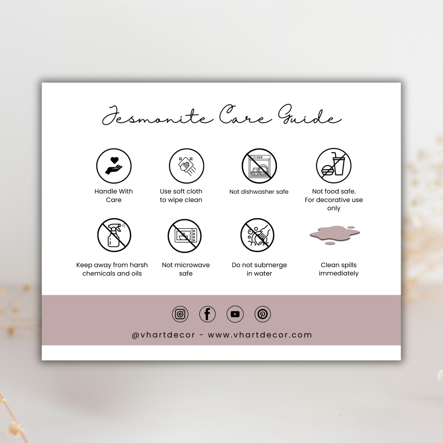 Jesmonite Care Card | Canva Template