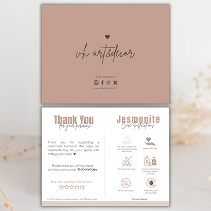 Jesmonite Care Card | Canva Template