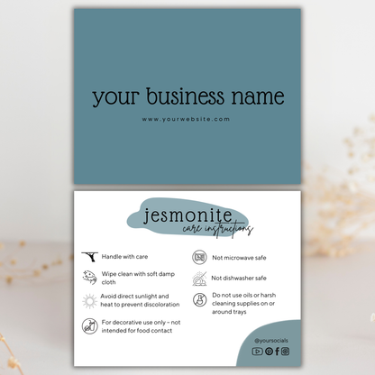 Jesmonite Care Card | Canva Template