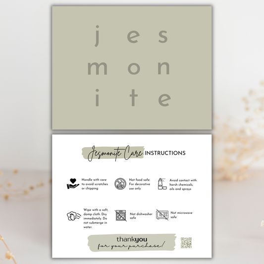 Jesmonite Care Card | QR Code
