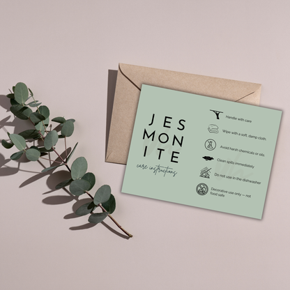Jesmonite Care Card | Canva Template