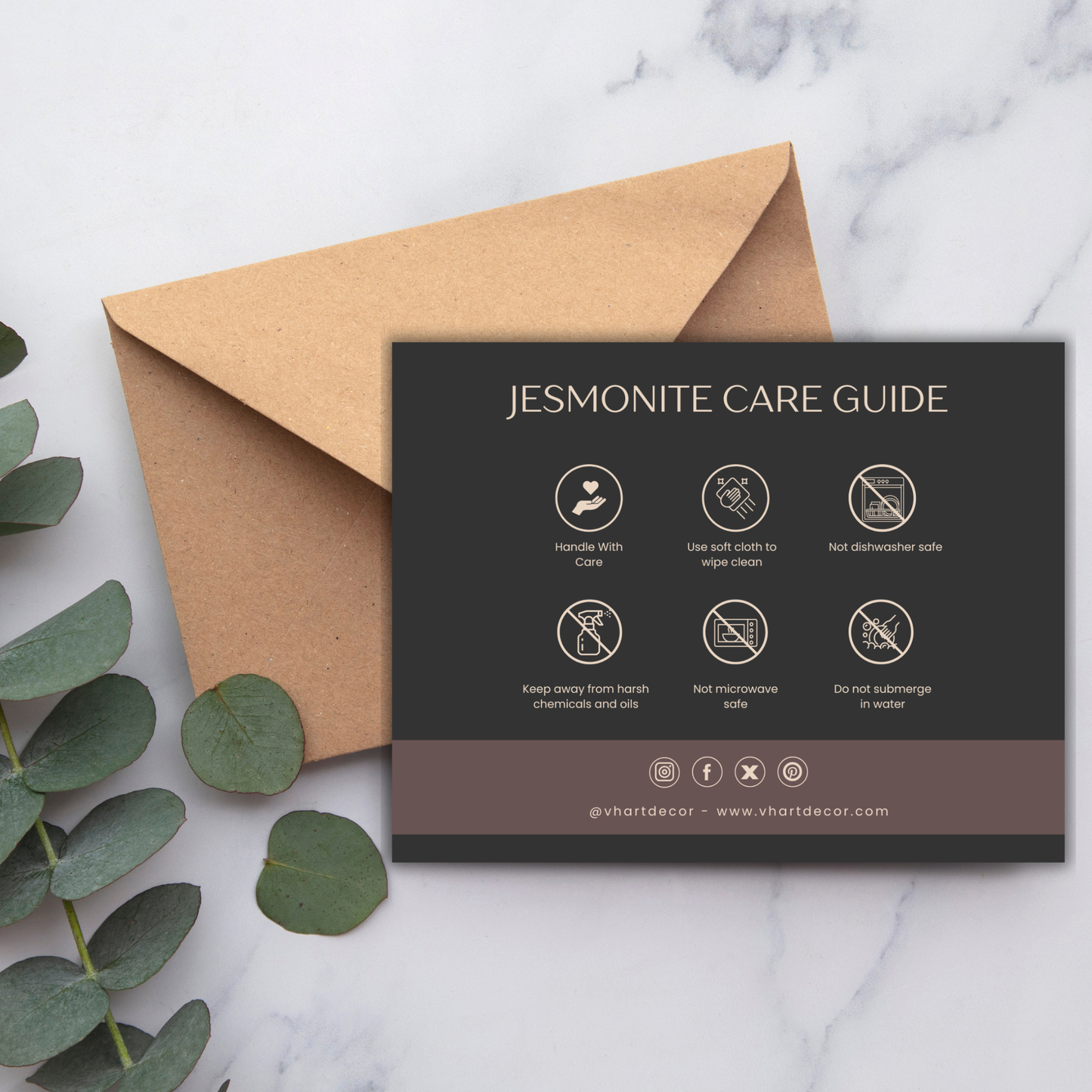 Jesmonite Care Card | Canva Template
