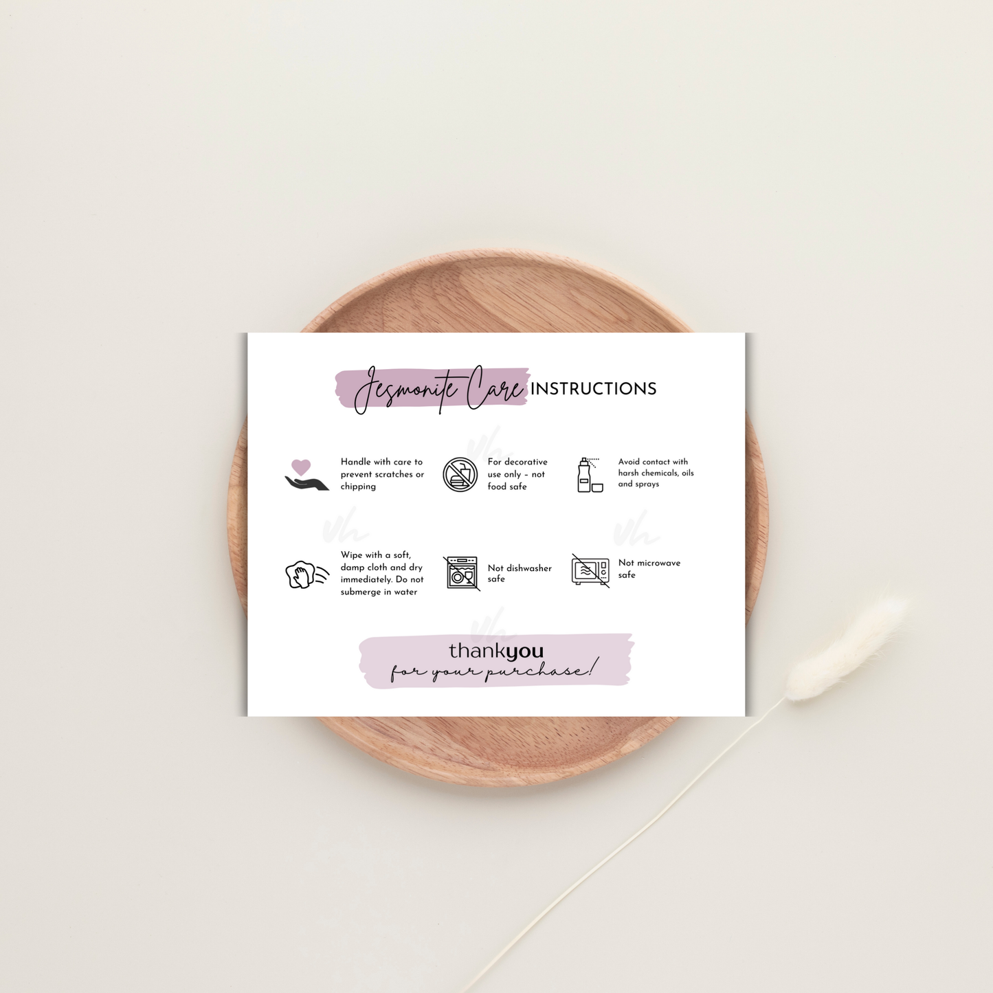 Jesmonite Care Card | PNG Instant Download
