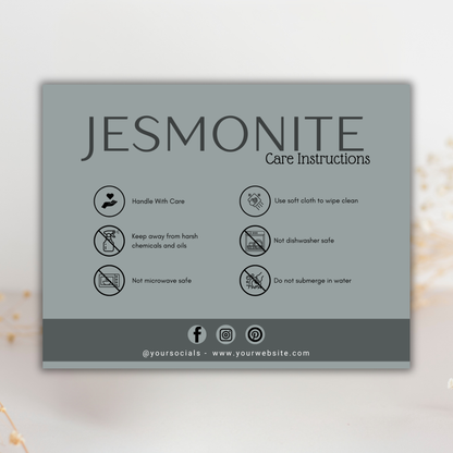 Jesmonite Care Card | Canva Template