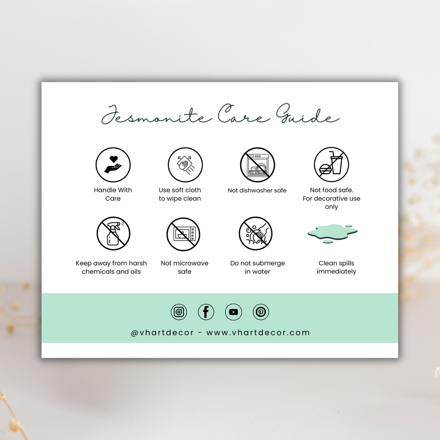 Jesmonite Care Card | Canva Template
