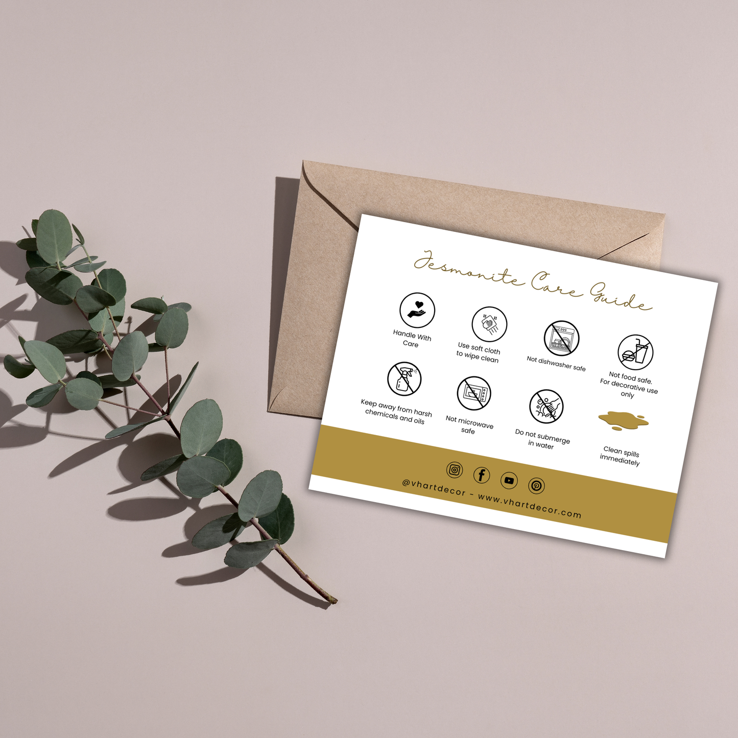 Jesmonite Care Card | Canva Template
