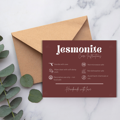 Jesmonite Care Card | Canva Template