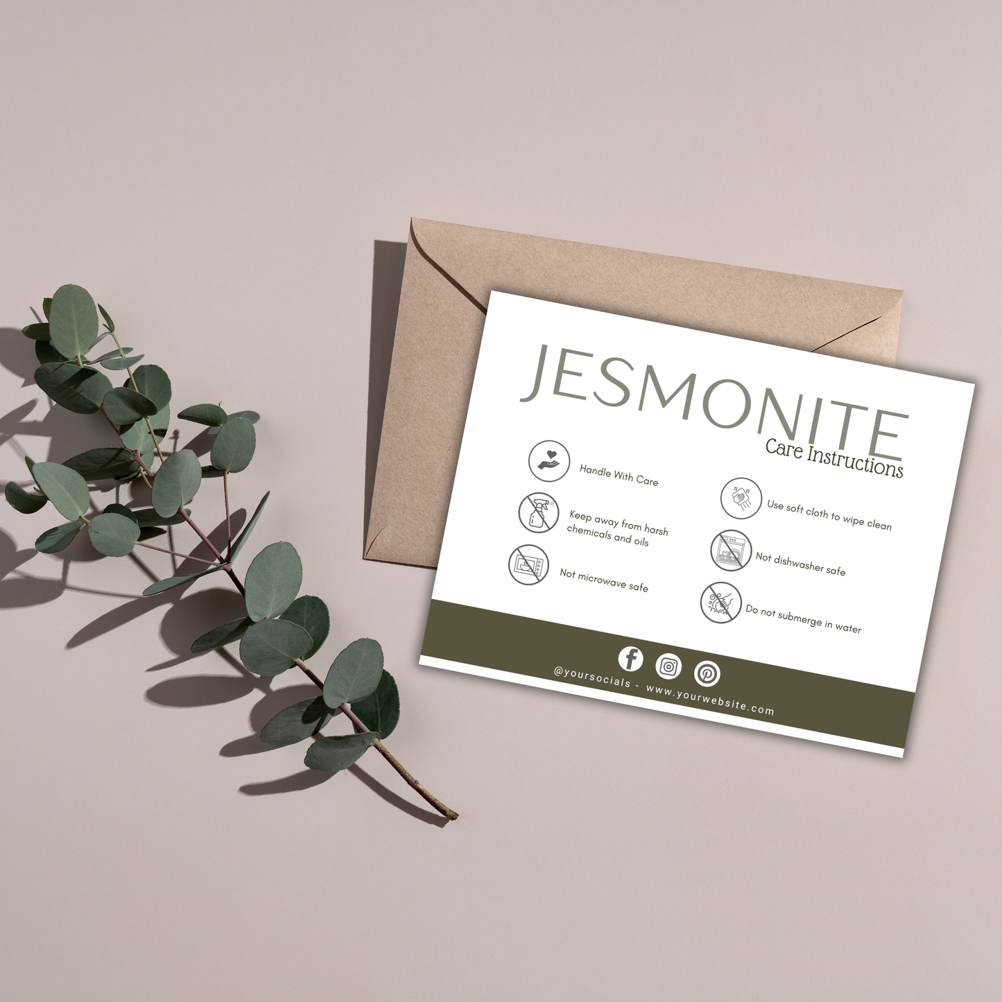 Jesmonite Care Card | Canva Template