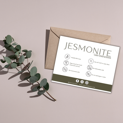 Jesmonite Care Card | Canva Template