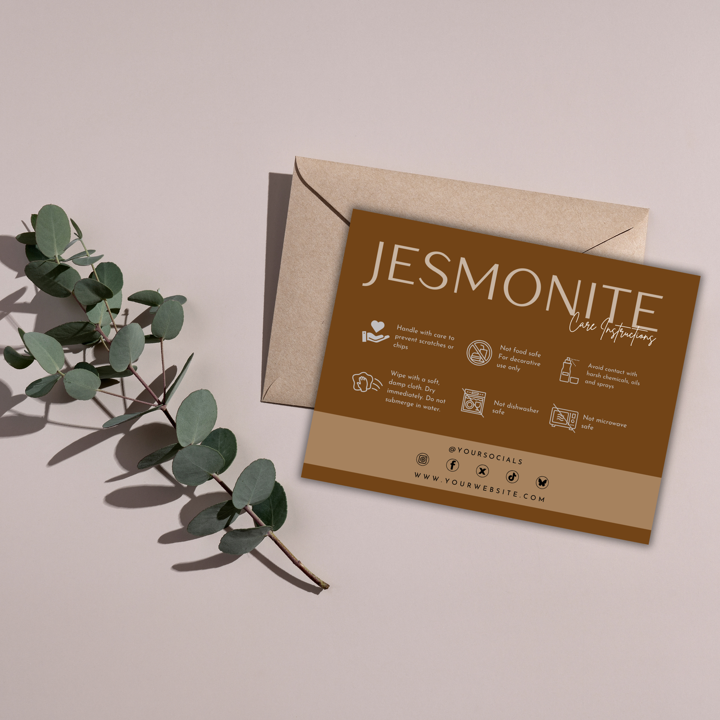 Jesmonite Care Card Template | Editable in Canva
