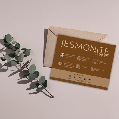 Jesmonite Care Card Template | Editable in Canva